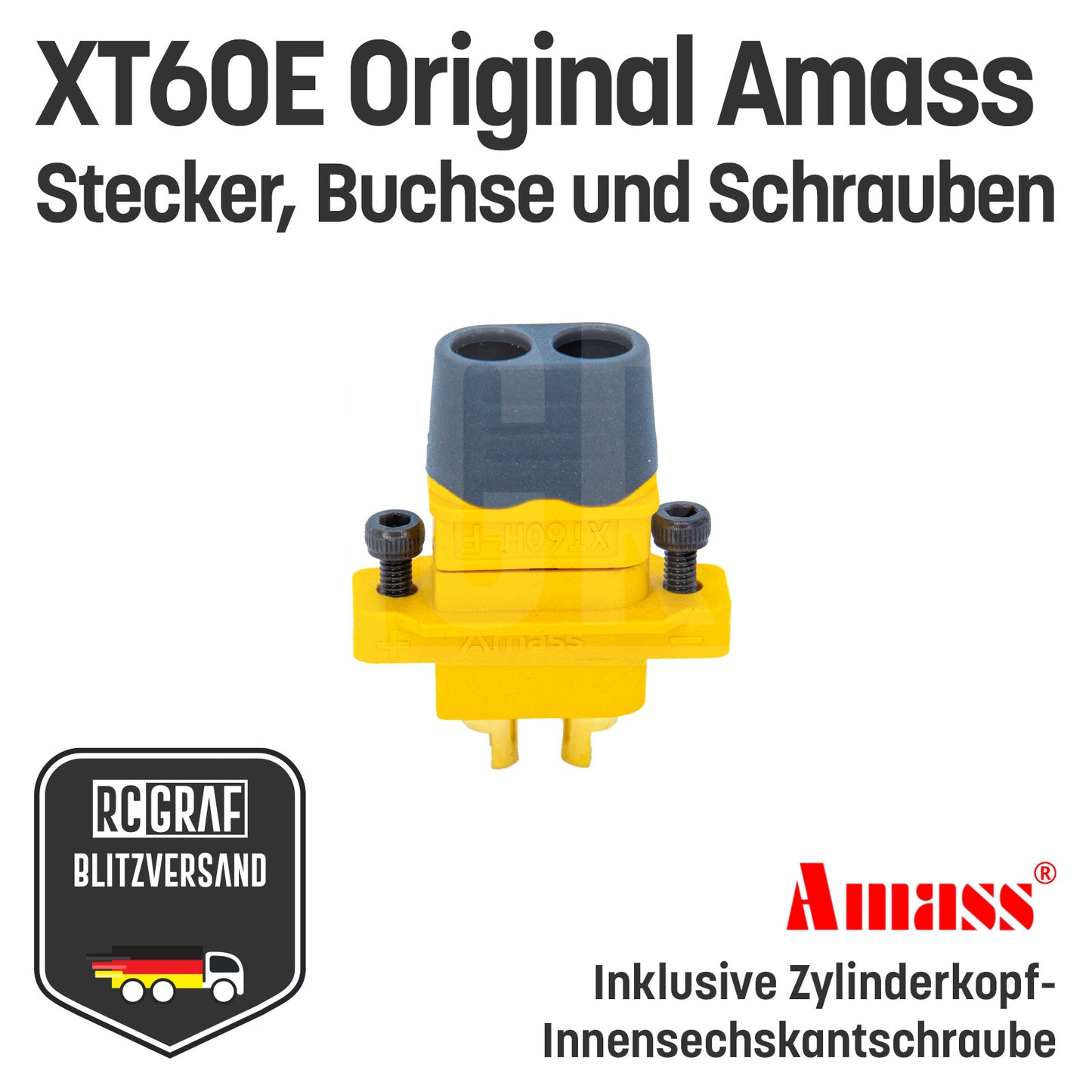 Einbaustecker XT60E-M Amass® mit Innensechskantschrauben