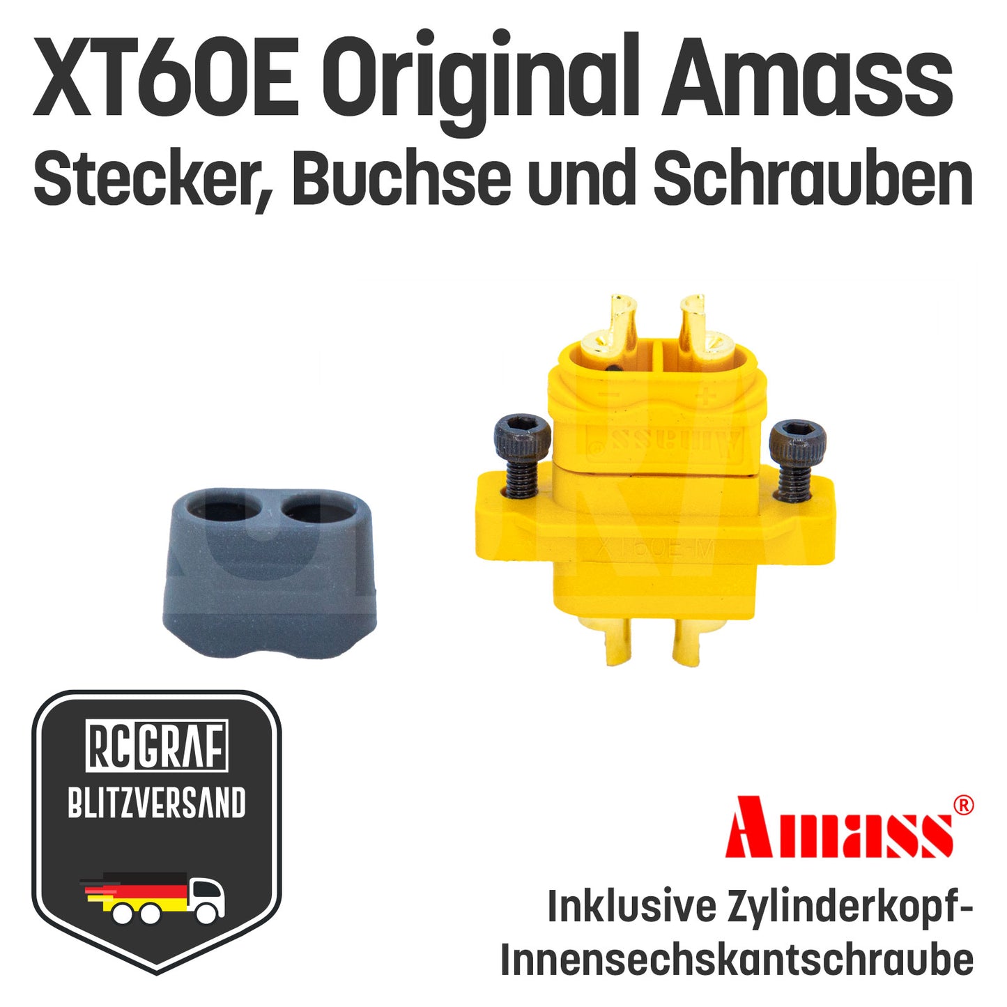 Einbaustecker XT60E-M Amass® mit Innensechskantschrauben