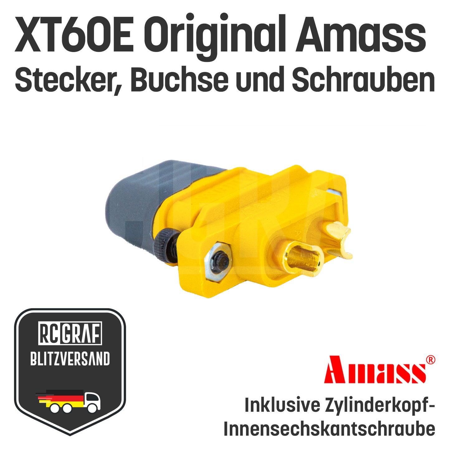 Einbaustecker XT60E-M Amass® mit Innensechskantschrauben