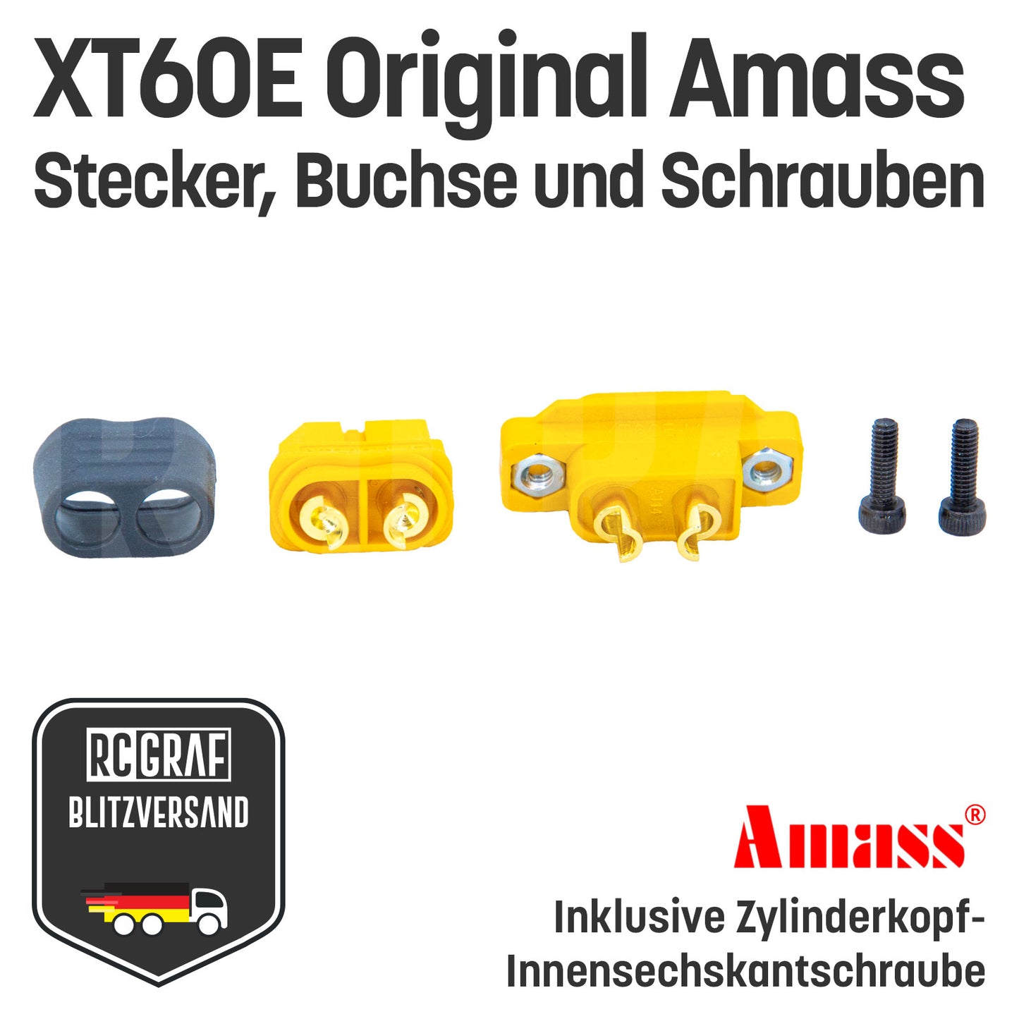 Einbaustecker XT60E-M Amass® mit Innensechskantschrauben