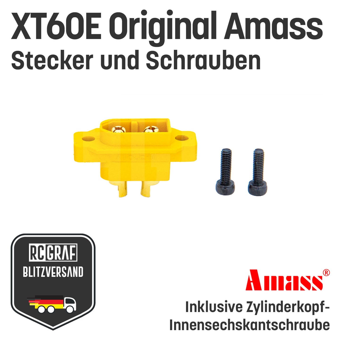 Einbaustecker XT60E-M Amass® mit Innensechskantschrauben