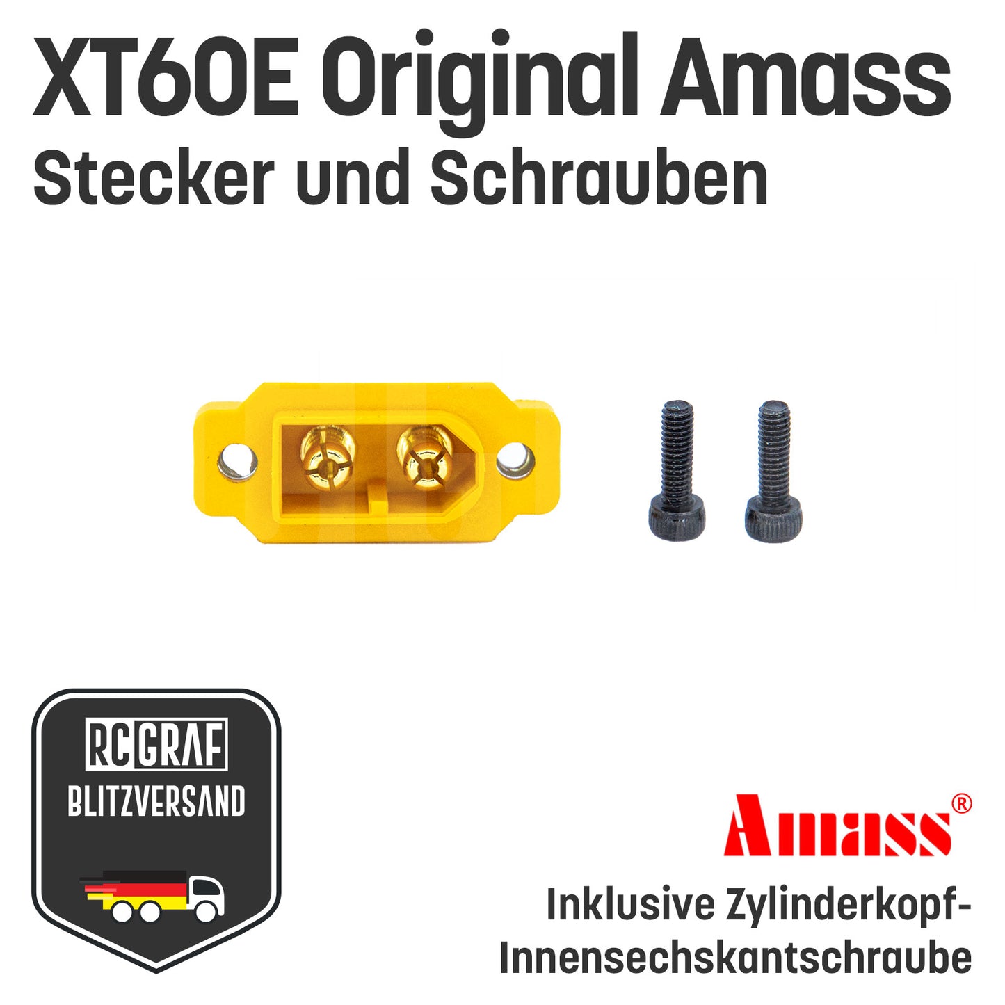 Einbaustecker XT60E-M Amass® mit Innensechskantschrauben
