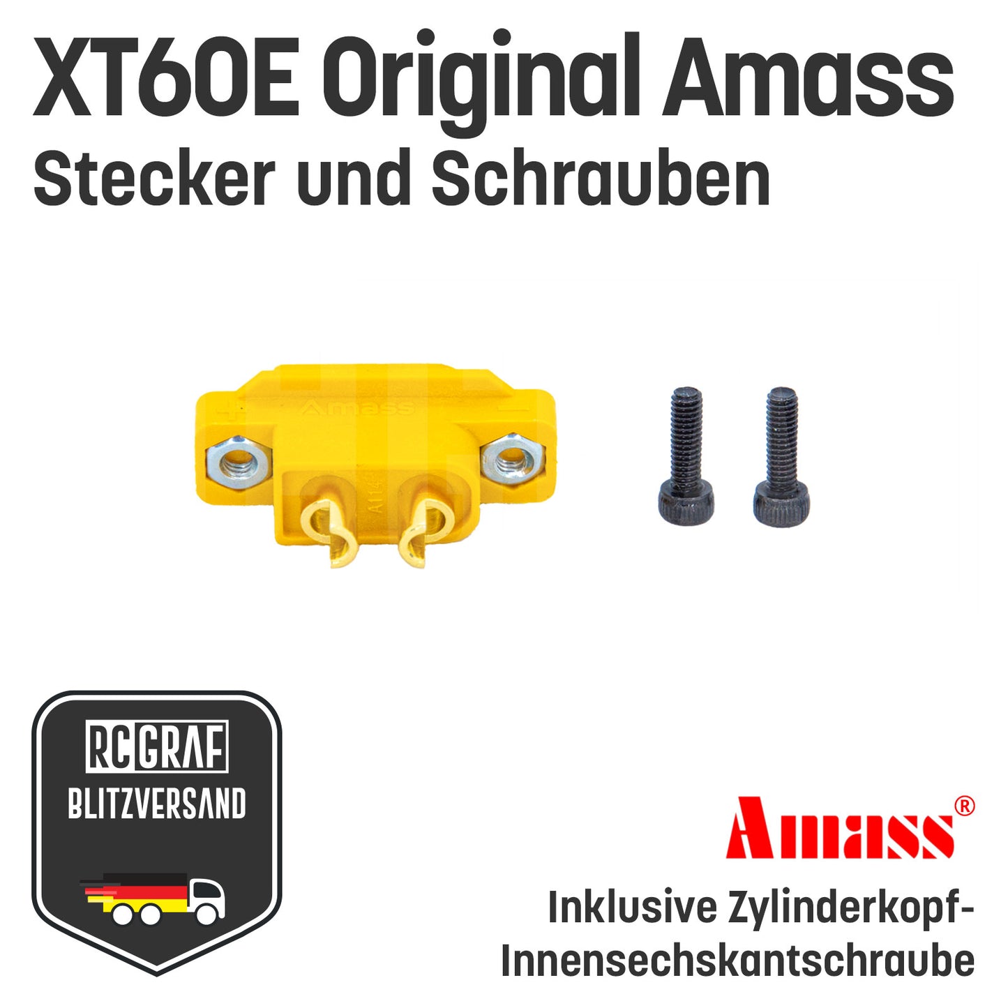 Einbaustecker XT60E-M Amass® mit Innensechskantschrauben