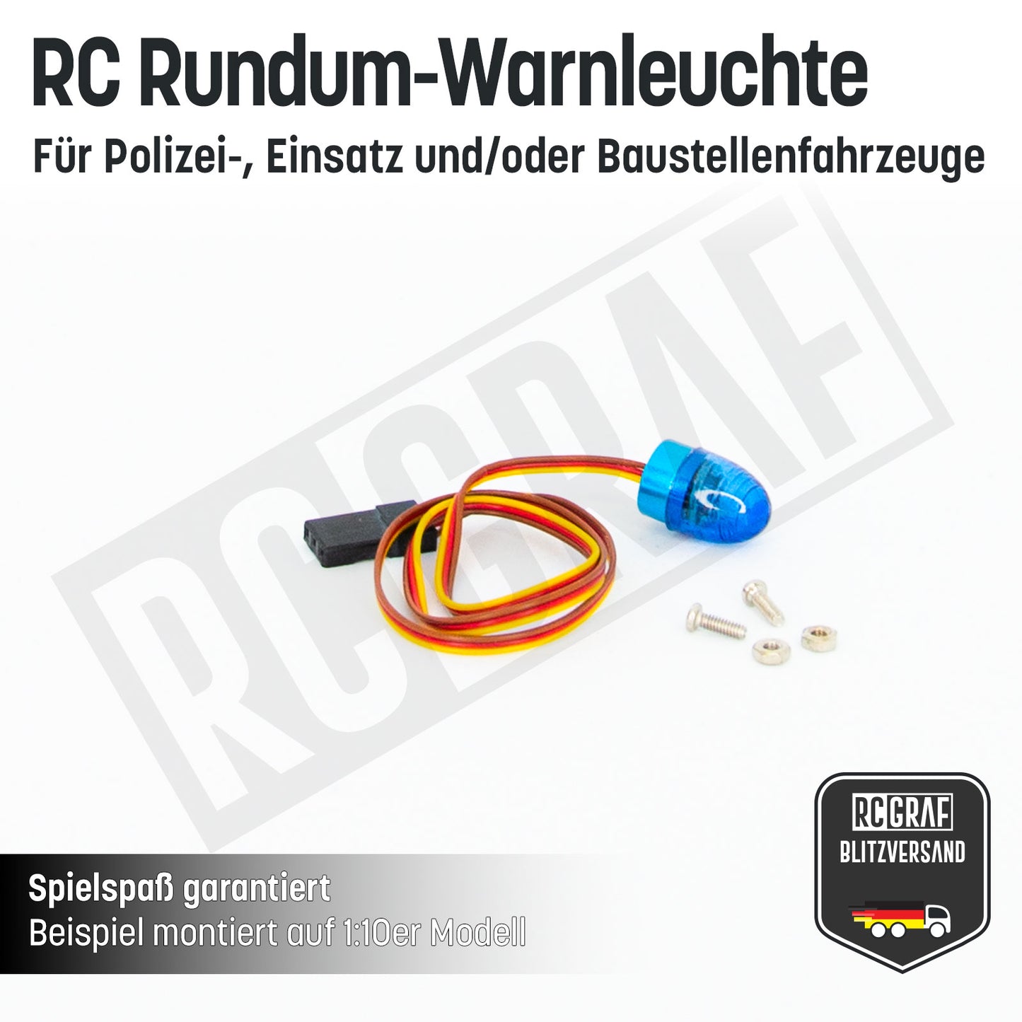 RC LED Rundum-Warnleuchte für Polizei-, Einsatz- und/oder Baustellenfahrzeuge