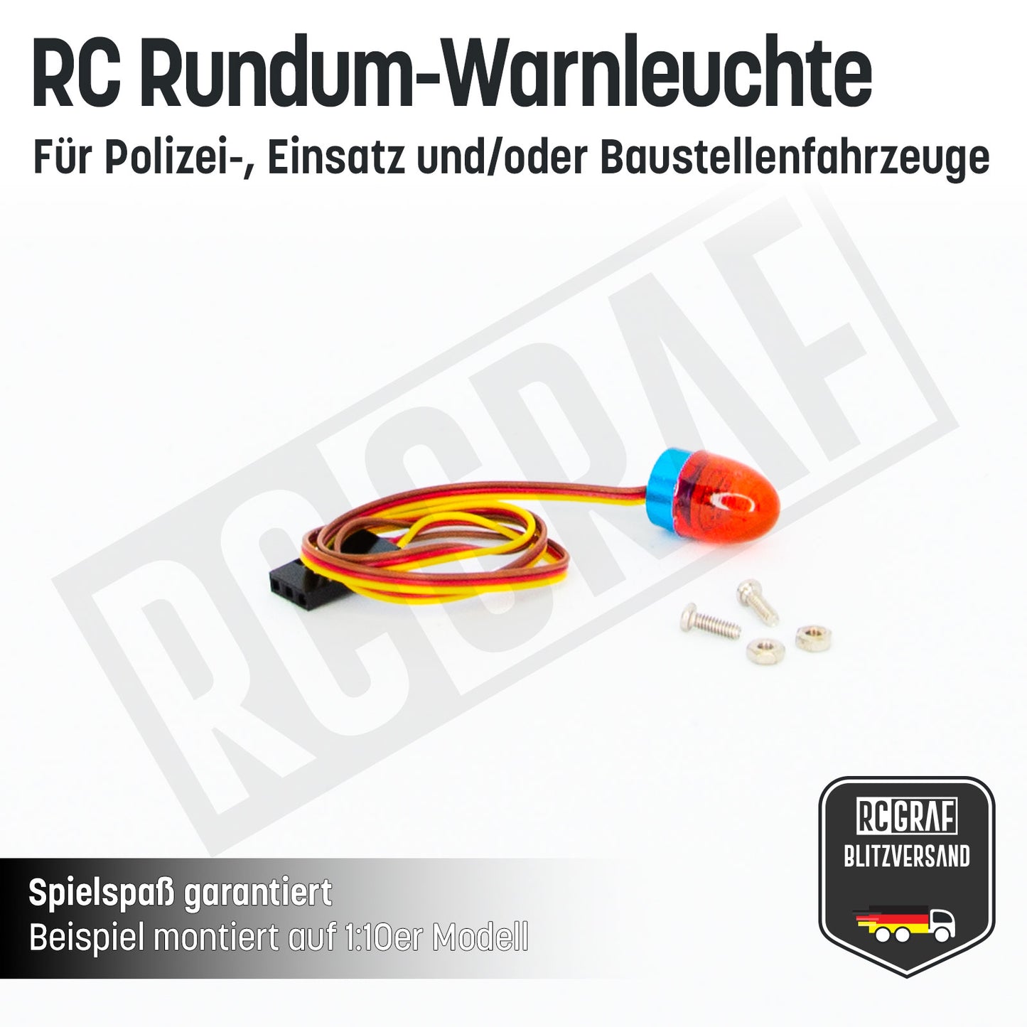 RC LED Rundum-Warnleuchte für Polizei-, Einsatz- und/oder Baustellenfahrzeuge