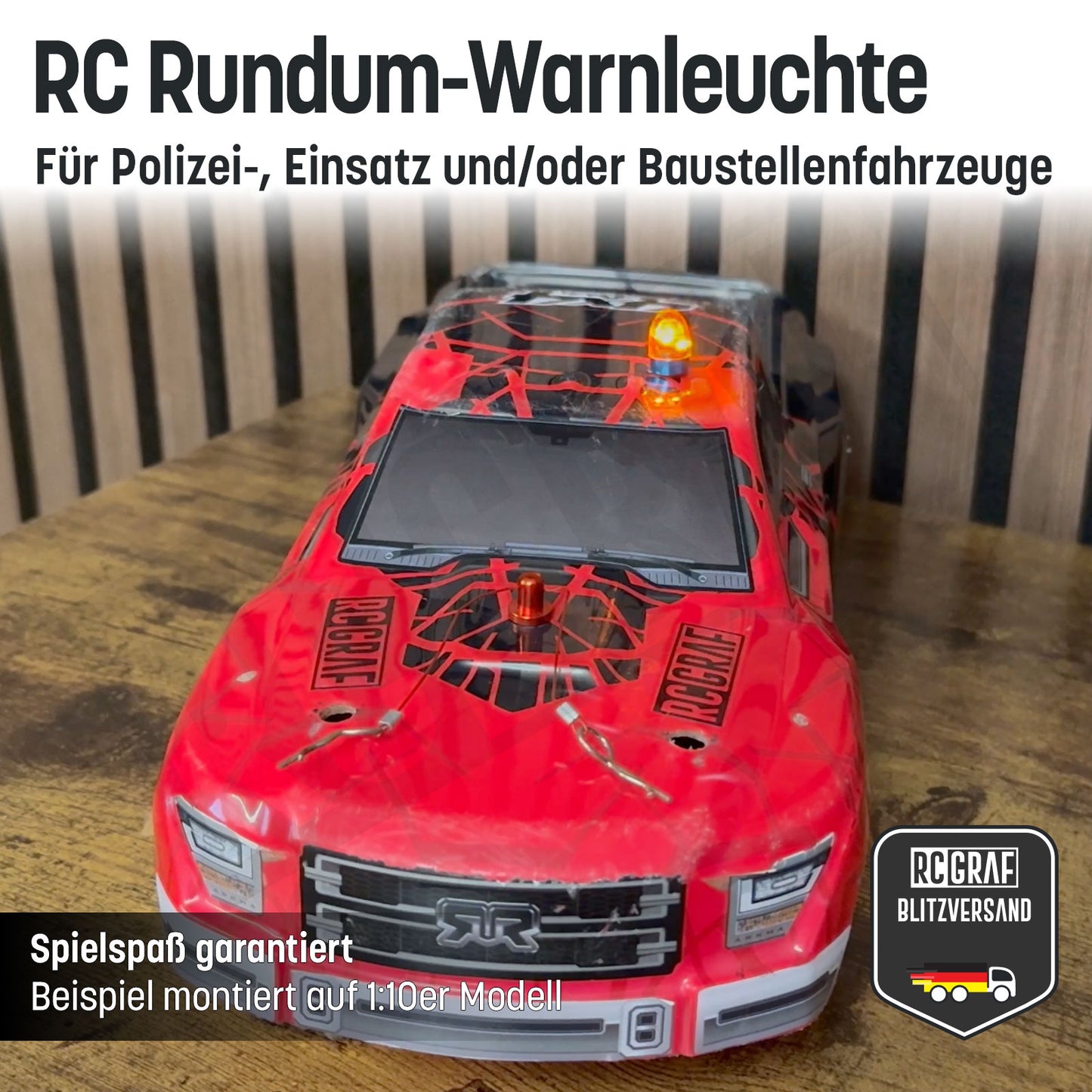 RC LED Rundum-Warnleuchte für Polizei-, Einsatz- und/oder Baustellenfahrzeuge