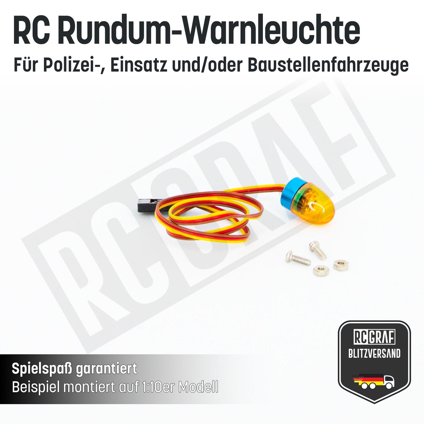 RC LED Rundum-Warnleuchte für Polizei-, Einsatz- und/oder Baustellenfahrzeuge