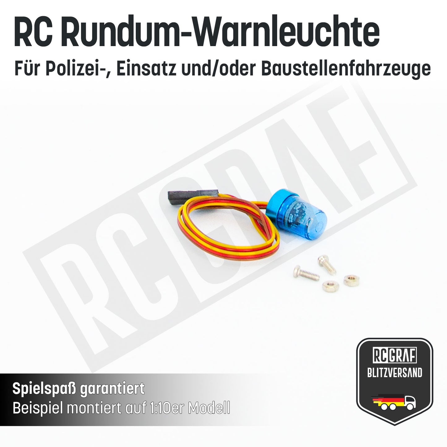 RC LED Rundum-Warnleuchte für Polizei-, Einsatz- und/oder Baustellenfahrzeuge