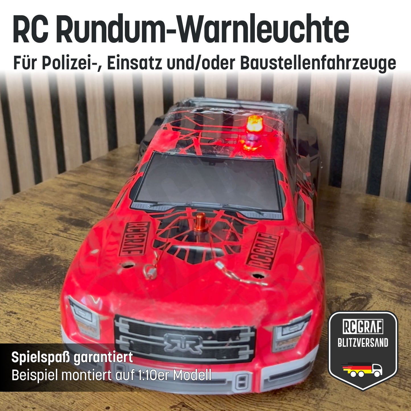 RC LED Rundum-Warnleuchte für Polizei-, Einsatz- und/oder Baustellenfahrzeuge
