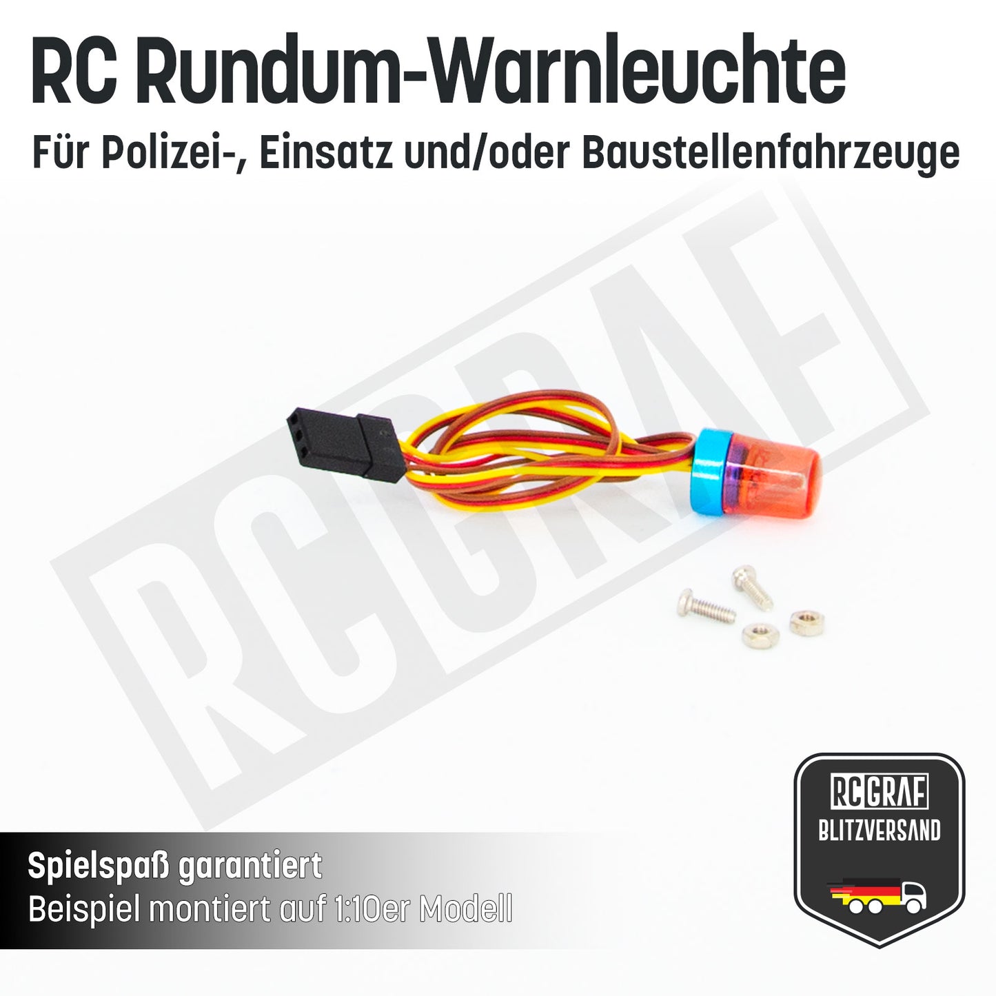 RC LED Rundum-Warnleuchte für Polizei-, Einsatz- und/oder Baustellenfahrzeuge