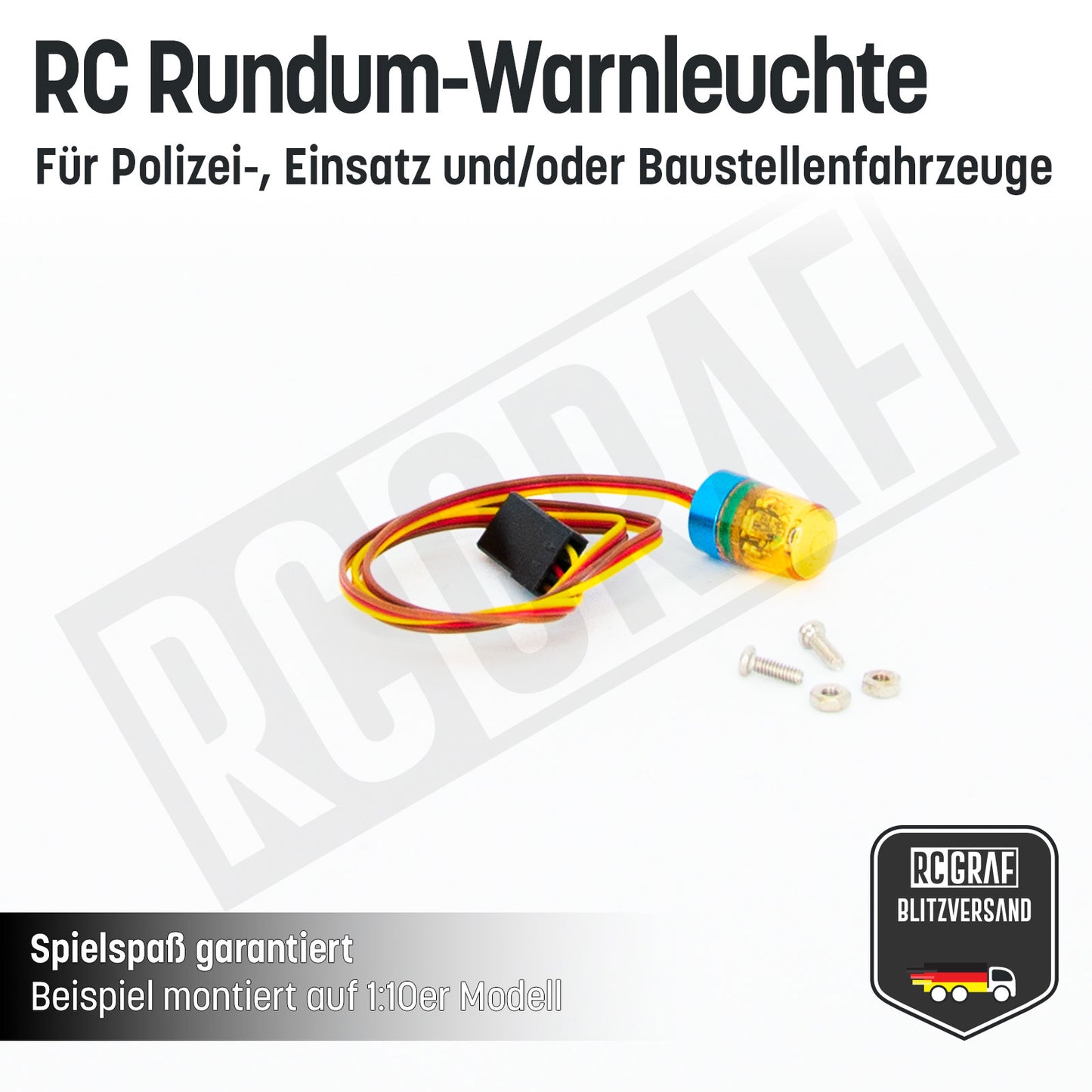 RC LED Rundum-Warnleuchte für Polizei-, Einsatz- und/oder Baustellenfahrzeuge