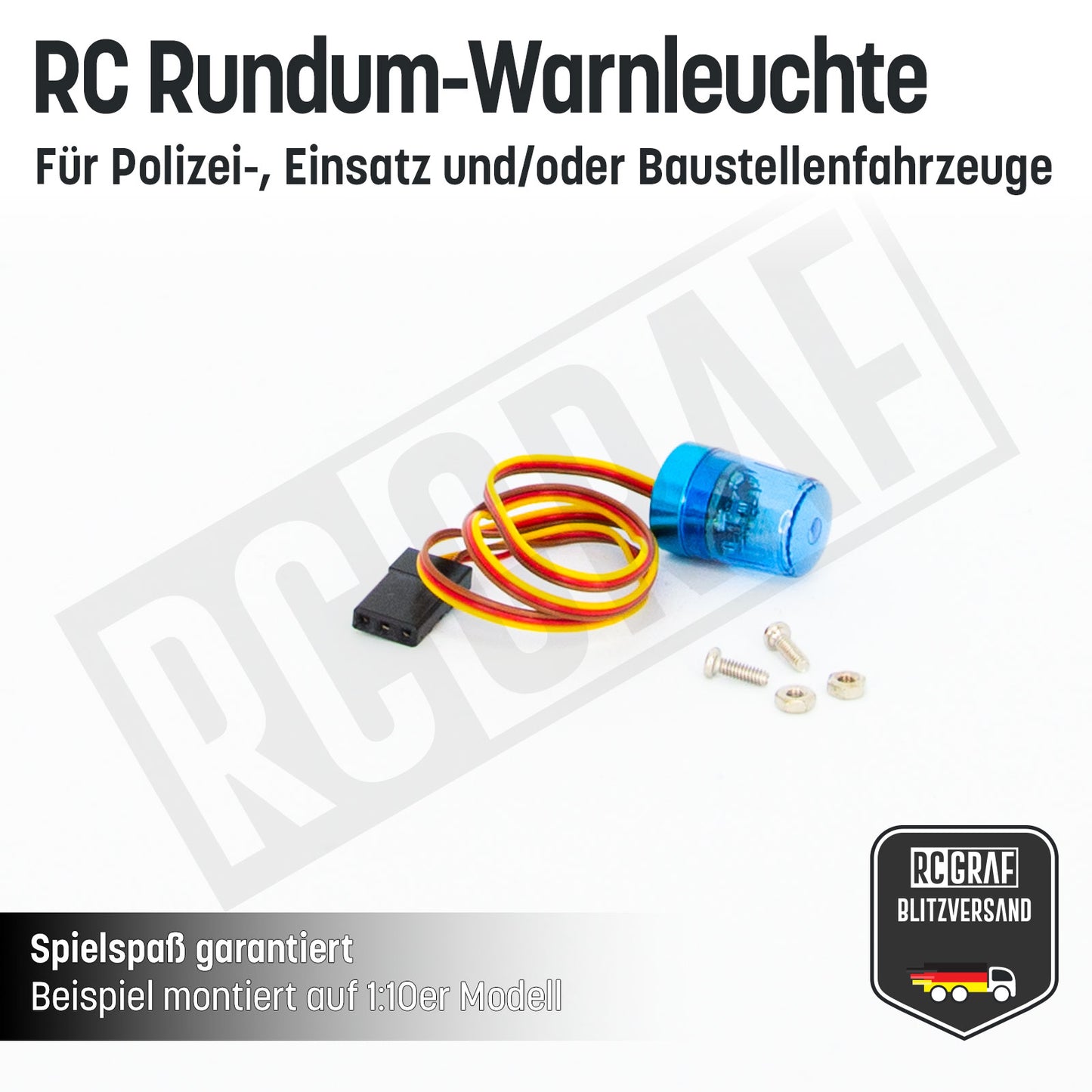 RC LED Rundum-Warnleuchte für Polizei-, Einsatz- und/oder Baustellenfahrzeuge