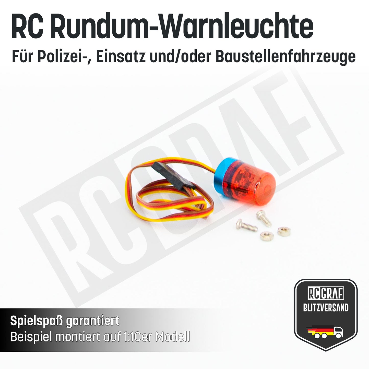 RC LED Rundum-Warnleuchte für Polizei-, Einsatz- und/oder Baustellenfahrzeuge