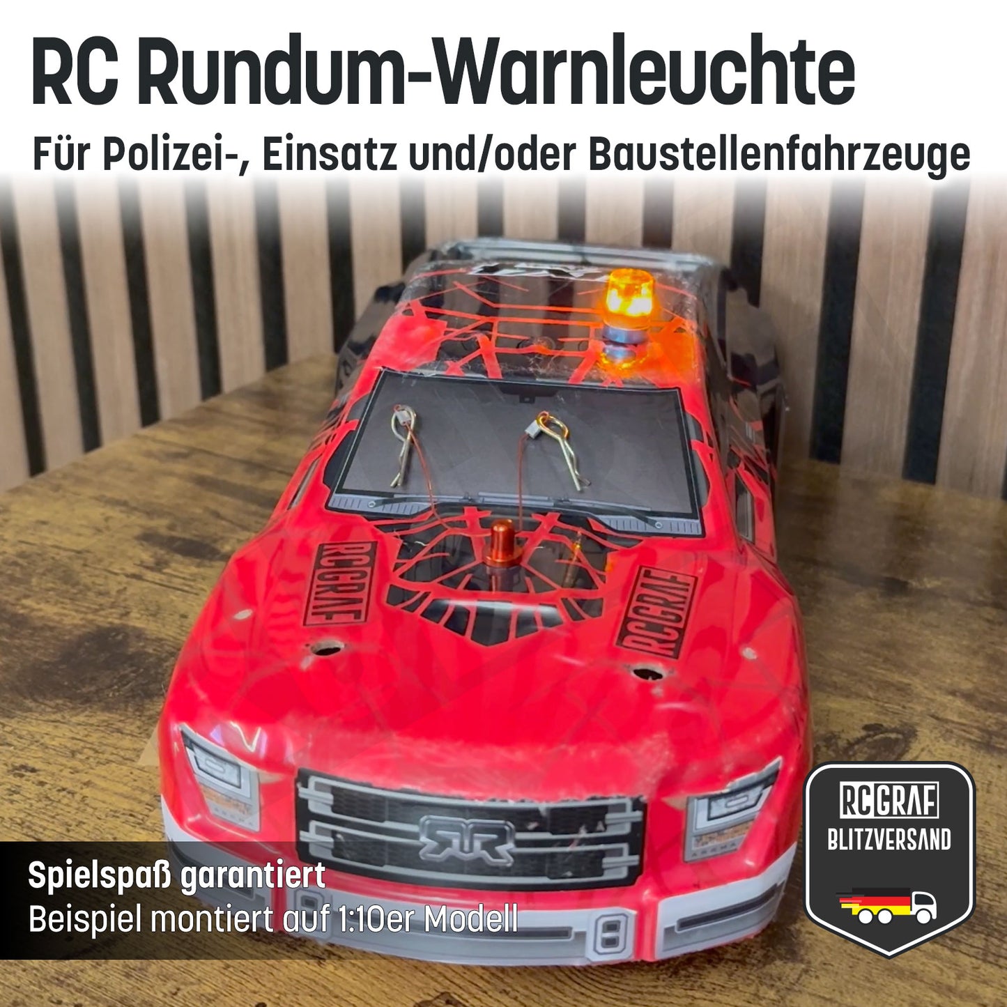 RC LED Rundum-Warnleuchte für Polizei-, Einsatz- und/oder Baustellenfahrzeuge