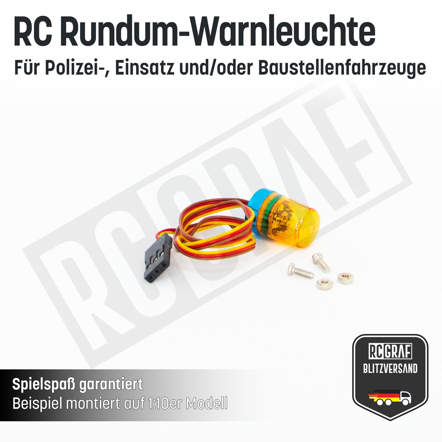 RC LED Rundum-Warnleuchte für Polizei-, Einsatz- und/oder Baustellenfahrzeuge