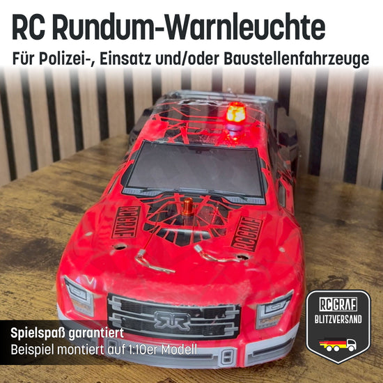 RC LED Rundumleuchte, Zylinder-Form groß mit roter Beleuchtung